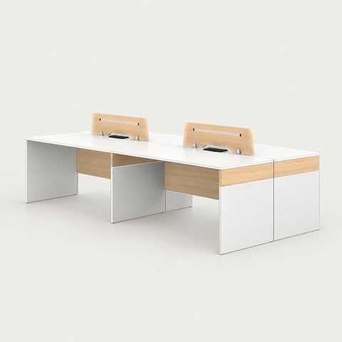 L-Shaped Reception Desk with Built-In Outlets, Cable Management & Side Storage for Retail - 71" L x 47" W x 30" H + 110" L x 12" W x 79" H / Without Cabinet