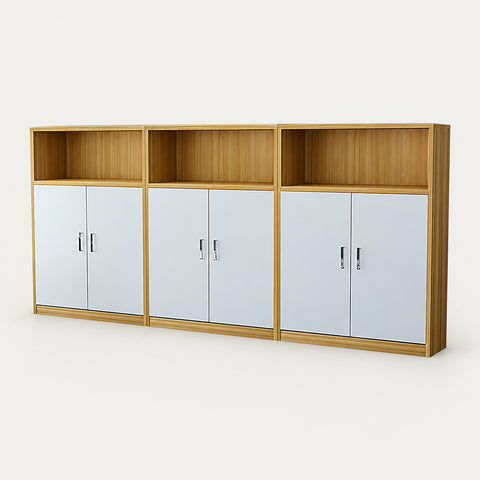 File Cabinet 47 in Tall with Lockable for Office - 94" L x16" W x 47" H / Light Yellow with White Door
