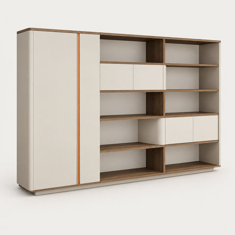 File Cabinet with Curved for Office - 110" L × 16" W × 79" H File Cabinet A