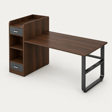 Office Workstation Desk 43-106 in Wide with Cable Management for Home Office - 51" L x 24" W x 43" H / Black Oak / Desk