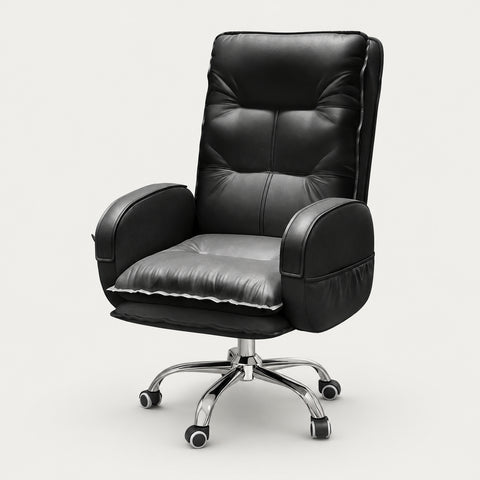 Modern Executive Desk 20 in Wide with Lumbar Support, Swivel & Round for Home Office - 20" L x 20" W x 45" H / Black