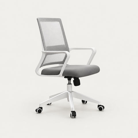 Mesh Ergonomic Office Chair 19 in Wide with Breathable Mesh, Lumbar Support & Portable - 24" L x 19" W x 39" H / White + Gray