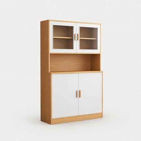 File Cabinet 72 in Tall with Curved & Solid Wood for Office - 31" L x 13" W x 72" H / Maple