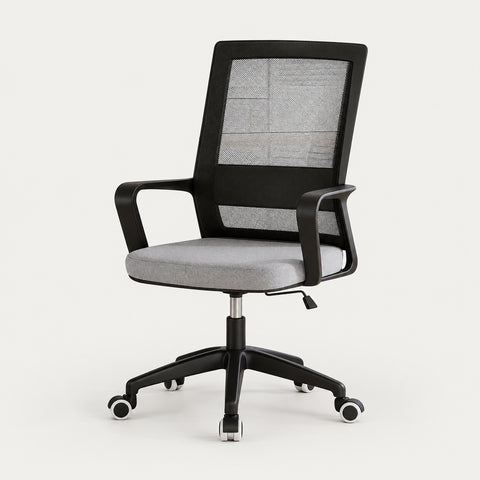 Gaming Office Chair with Portable, Breathable Mesh & Lumbar Support for Gaming Setup - 18" L x 18" W x 39" H / Black + Gray