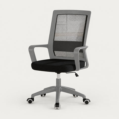 Gaming Office Chair with Portable, Breathable Mesh & Lumbar Support for Gaming Setup - 18" L x 18" W x 39" H / Gray + Black