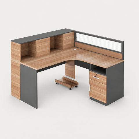 Office Workstation Desk 55-220 in Wide with Privacy Panel for Home Office - 55" L x 59" W x 43" H（Partition on the Right） / No