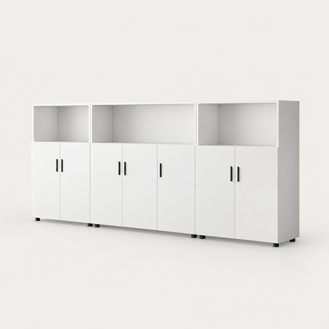 File Cabinet 47 in Tall with Soft-Close for Office - 110" L x 16" W x 47" H / White