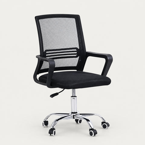 Adjustable Breathable Mesh Office Chair with 360° Swivel & S-shaped Back for Conference Rooms & Offices BGY-106 - 19"L x 19"W x 41"H / Black Frame Black Mesh