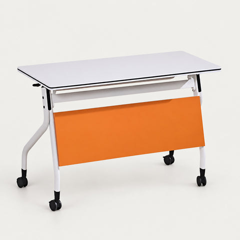 Modern Conference Table 47-71 in Wide (3.9-5.9 ft) with Portable for Meeting Room - 59" L x 20" W x 30" H / Orange / Yes