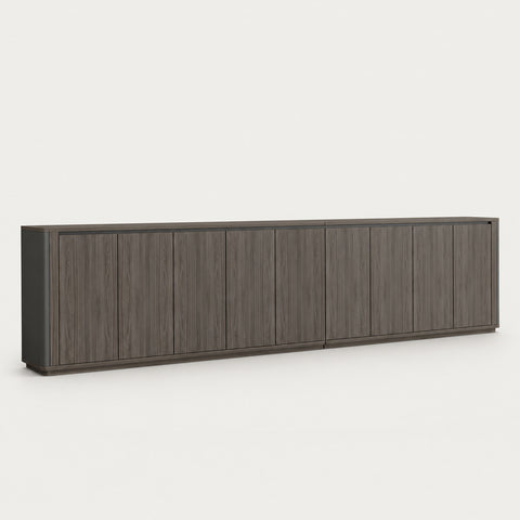 File Cabinet with Lockable, Adjustable Shelves & Curved for Office - Nine-Door Low Cabinet