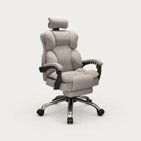 Gaming Office Chair with Reclining, Lumbar Support & Portable for Gaming Setup - Gray / With Footrest / Tech Fabric