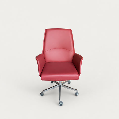 Ergonomic Office Chair with Reclining, Curved & Lumbar Support for Executive Office - Red / Low Back