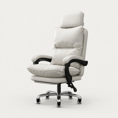 Mesh Ergonomic Office Chair with Reclining, Curved & Breathable Mesh for Home Office - White / Tech Fabric / Without Footrest