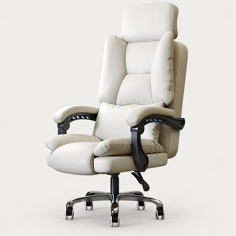 Ergonomic Office Chair with Lumbar Support, Portable & Swivel for Executive Office - 20" L x 20" W x 50" H / White / Without Footrest