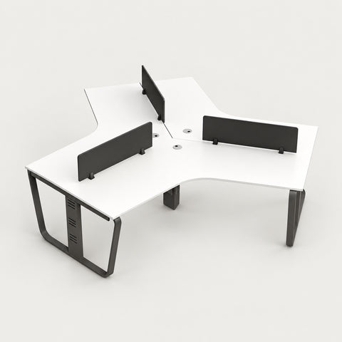 Curved Office Desk 47-200 in Wide with Privacy Panel & Transaction Counter for Home Office - 76" L x 47" W x 39" H / White / Desk