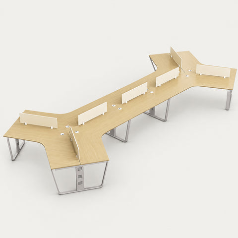 Curved Office Desk 47-200 in Wide with Privacy Panel & Transaction Counter for Home Office - 200" L x 47" W x 39" H / Maple / Desk