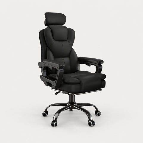 Mesh Ergonomic Office Chair with Curved, Breathable Mesh & Lumbar Support - Black / Adjustable Headrest