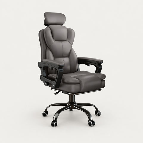 Mesh Ergonomic Office Chair with Curved, Breathable Mesh & Lumbar Support - Gray / Adjustable Headrest