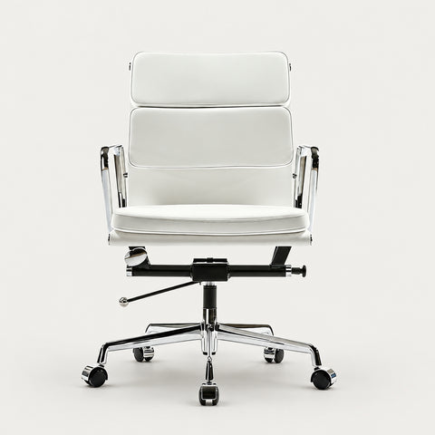 Ergonomic Office Chair 19 in Wide with Lumbar Support for Executive Office - 20" L x 19" W x 37" H / White / Faux Leather