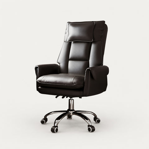 Ergonomic Office Chair with Swivel, Curved & Dual-Tone for Home Office - Steel Legs / Black / Without Footrest