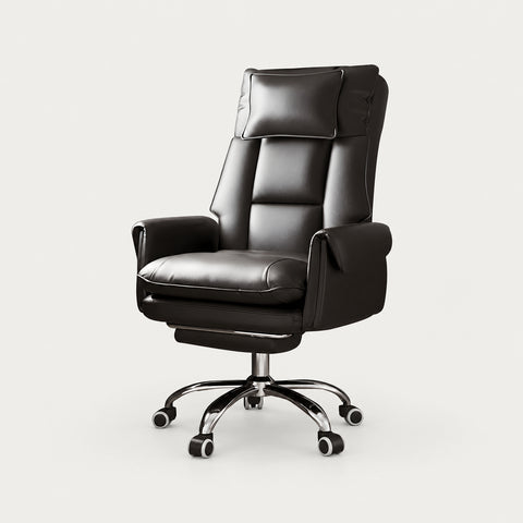 Ergonomic Office Chair with Swivel, Curved & Dual-Tone for Home Office - Steel Legs / Black / With Footrest