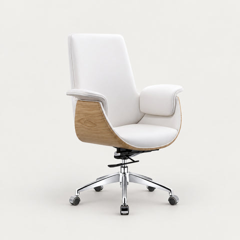 Executive Ergonomic Office Chair - 27" W x 48"~51" H / Curly Maple + White / High Back Version