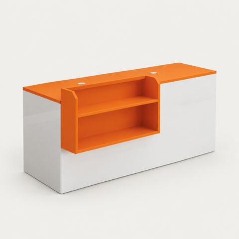 Salon Reception Desk 39-79 in Wide with Keyboard Tray, File Drawers & Side Storage - 39" L x 24" W x 35" H / Orange + White / Right