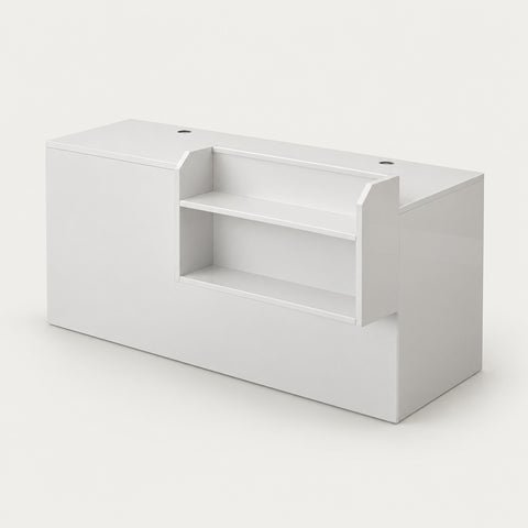 Salon Reception Desk 39-79 in Wide with Keyboard Tray, File Drawers & Side Storage - 39" L x 24" W x 35" H / White + White / Left