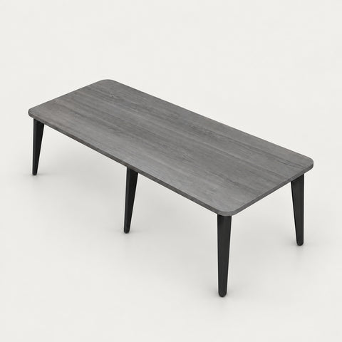 Curved Conference Table 63-189 in Wide (5.2-15.8 ft) for Meeting Room - 118" L x 47" W x 30" H / Black Desk Legs / Gray Black Oak