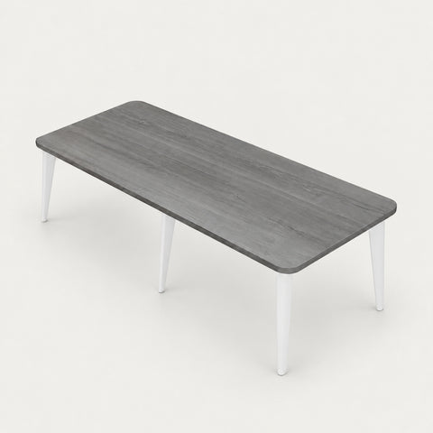 Curved Conference Table 63-189 in Wide (5.2-15.8 ft) for Meeting Room - 189" L x 47" W x 30" H / White Desk Legs / Gray Black Oak