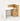 Oval Reception Desk 39-55 in Wide with Lockable & File Drawers for Salon - 47" L x 24" W x 39" H / Light Yellow + White / Inside View - Right Side Higher