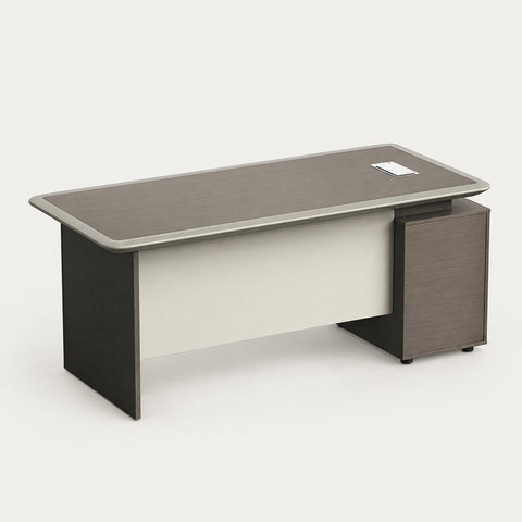 Modern Executive Desk with Lockable, File Drawers & Cable Management for Home Office - 63" L x 31"W x 30" H (Desk) / Short Side Cabinet