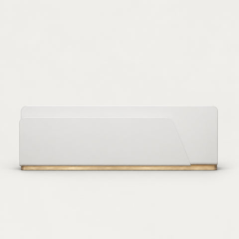 U-Shaped Reception Desk 79-118 in Wide with File Drawers for Salon - 87" L x 24" W x 39" H / Straight White