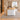 White glossy reception counter with oak top and left return in the same office, side view