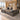 Gray wood executive desk with marble accents, warm lighting and right storage return in a furnished office, 45-degree view
