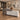 Salon Reception Desk 47-177 in Wide with Dual-Tone, Keyboard Tray & Lockable for Salon, office scene right front view, camera angle 45 degrees