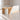 Oak and white marble reception desk in the same office, 45-degree view