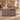 Gray-brown wood executive desk with silver edge in the same office, side view