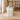 White fluted reception counter in the same furnished office lobby, dimension-based side view