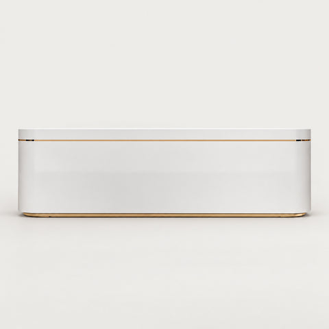 Curved Reception Desk with LED Lighting & File Drawers for Hotel Lobby