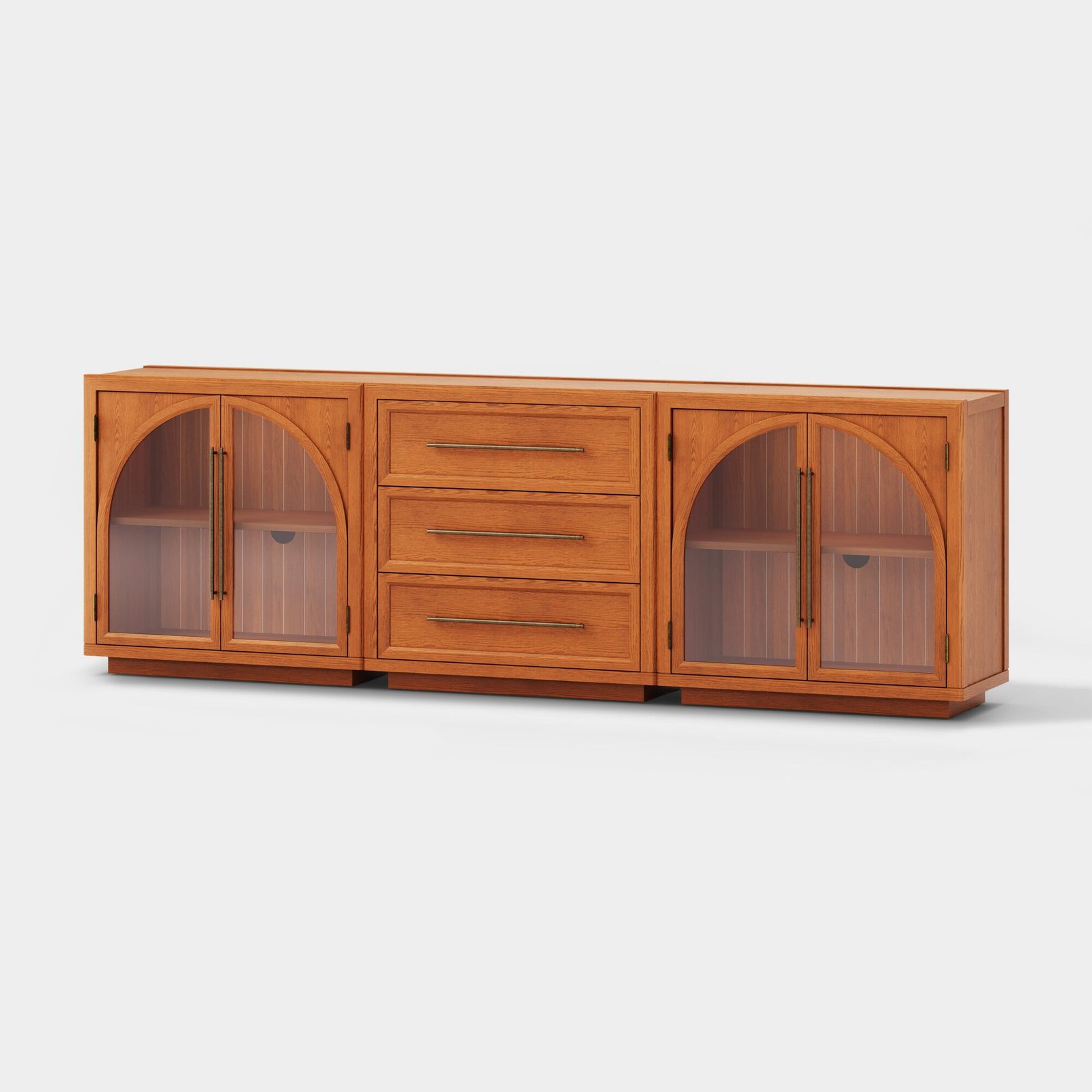 Alvar Arched 94.5″ Oak Modular Media Console(Set of 3)