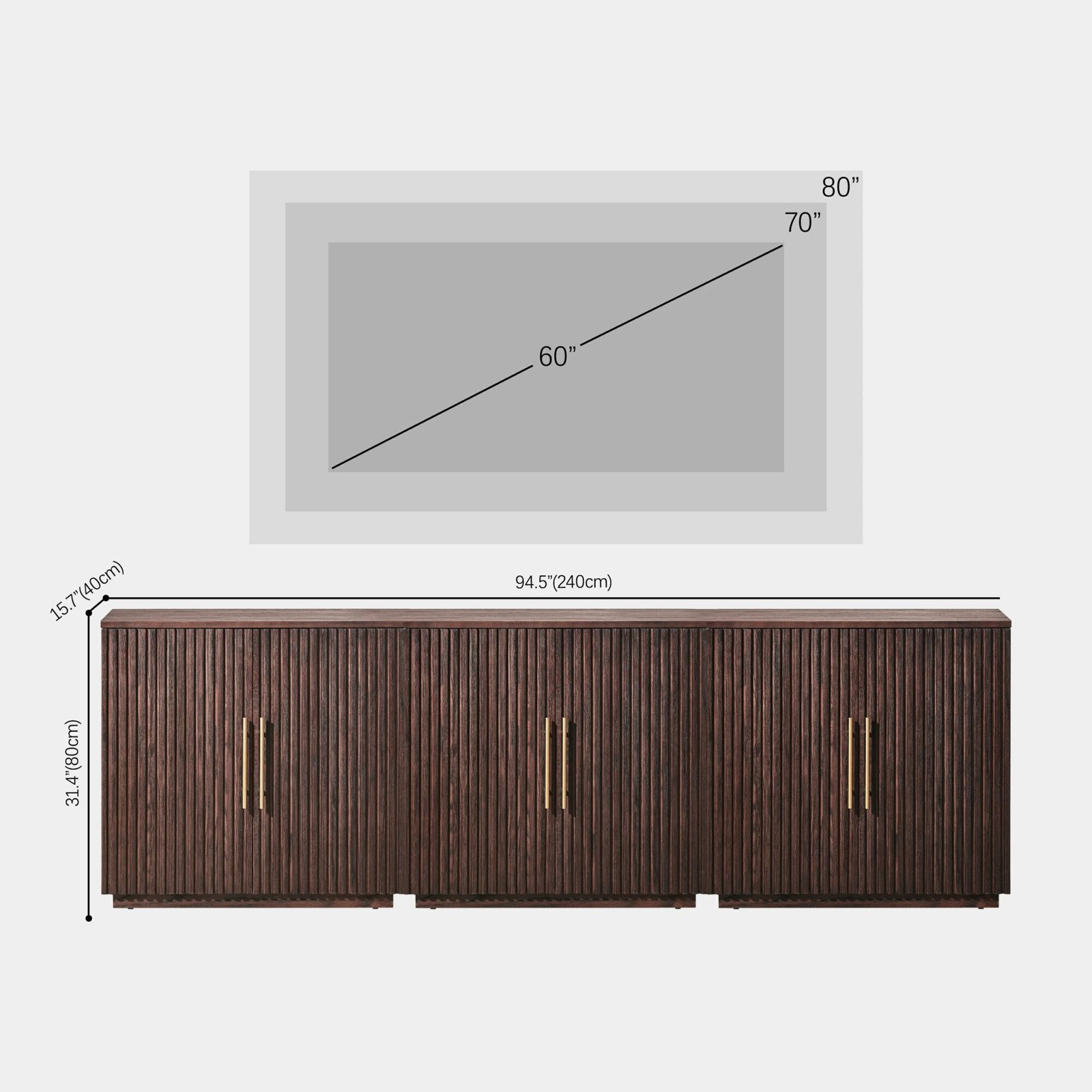 Holt 95″ Solid Oak Console(Set of 3)