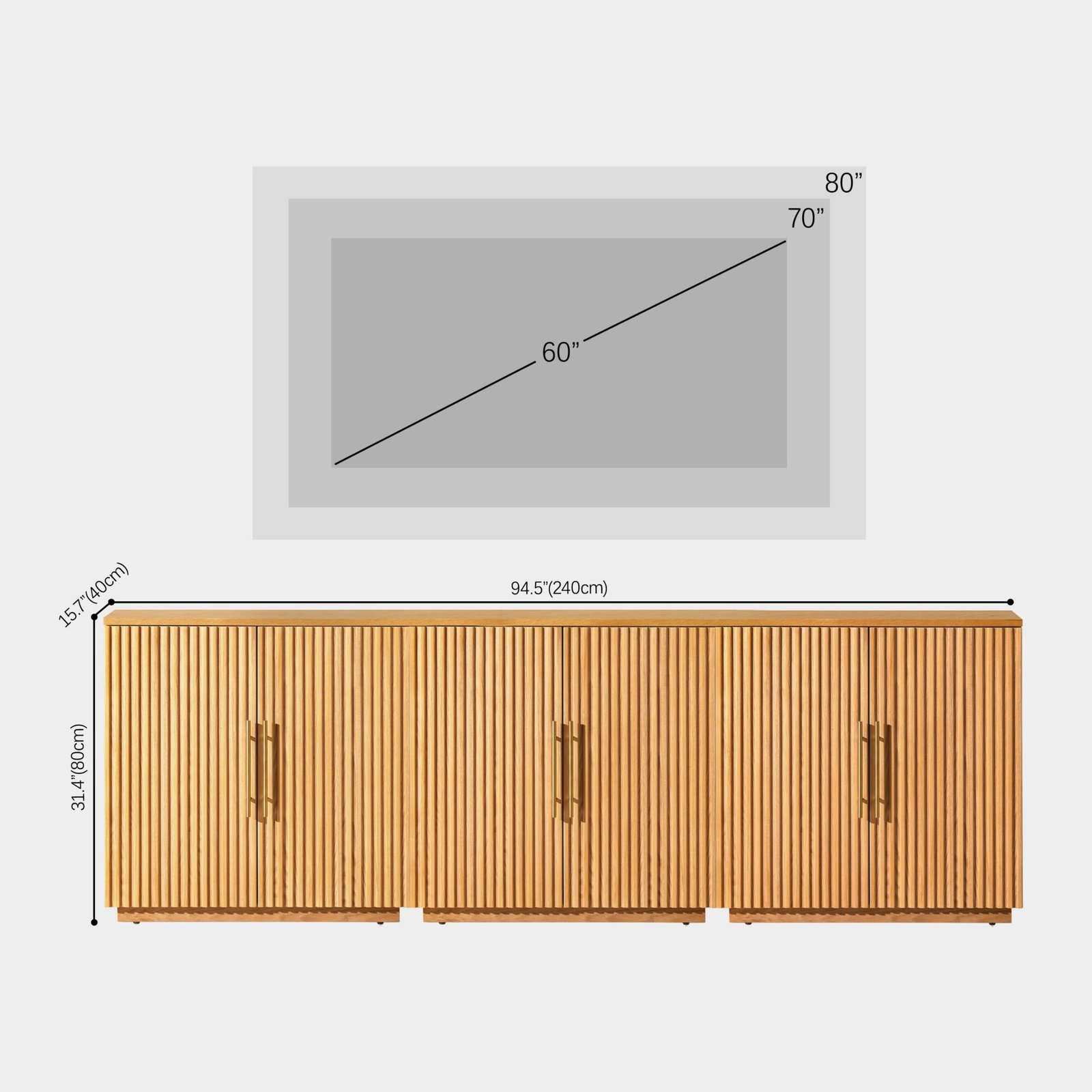 Holt 95″ Solid Oak Console(Set of 3)
