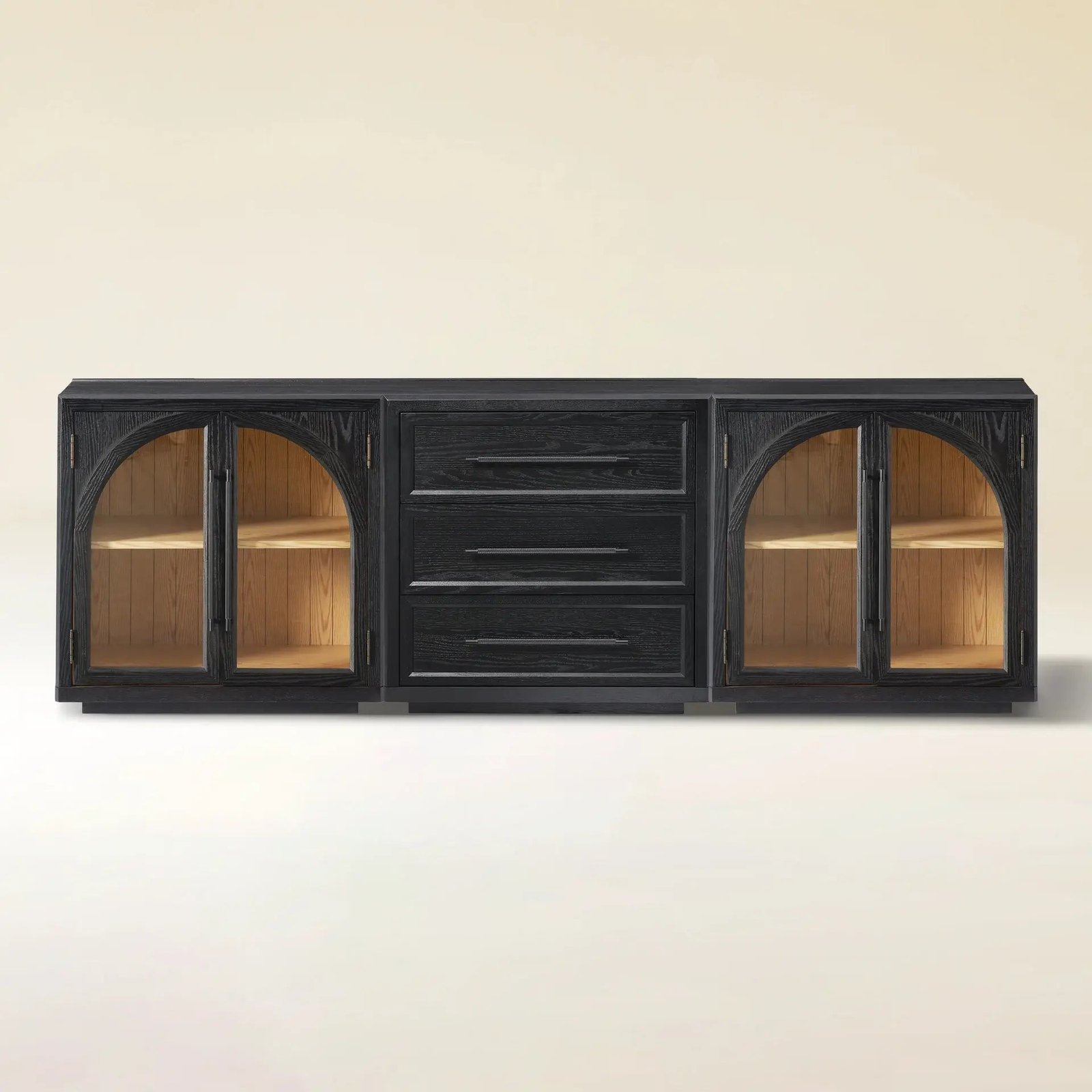Alvar Arched 94.5″ Oak Modular Media Console(Set of 3)