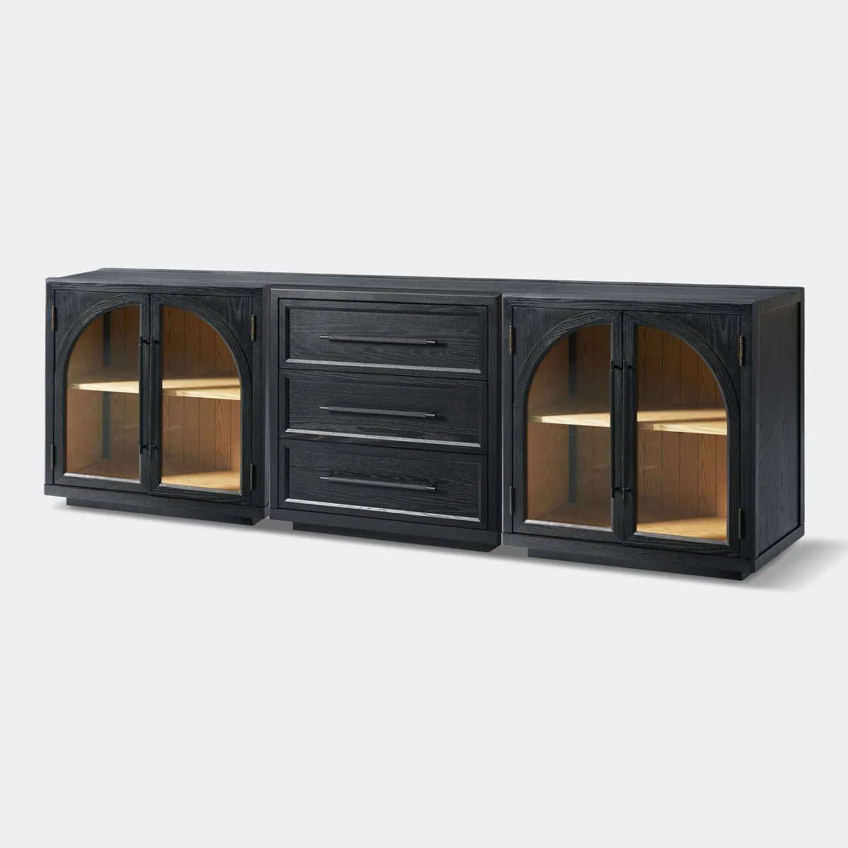 Alvar Arched 94.5″ Oak Modular Media Console(Set of 3)