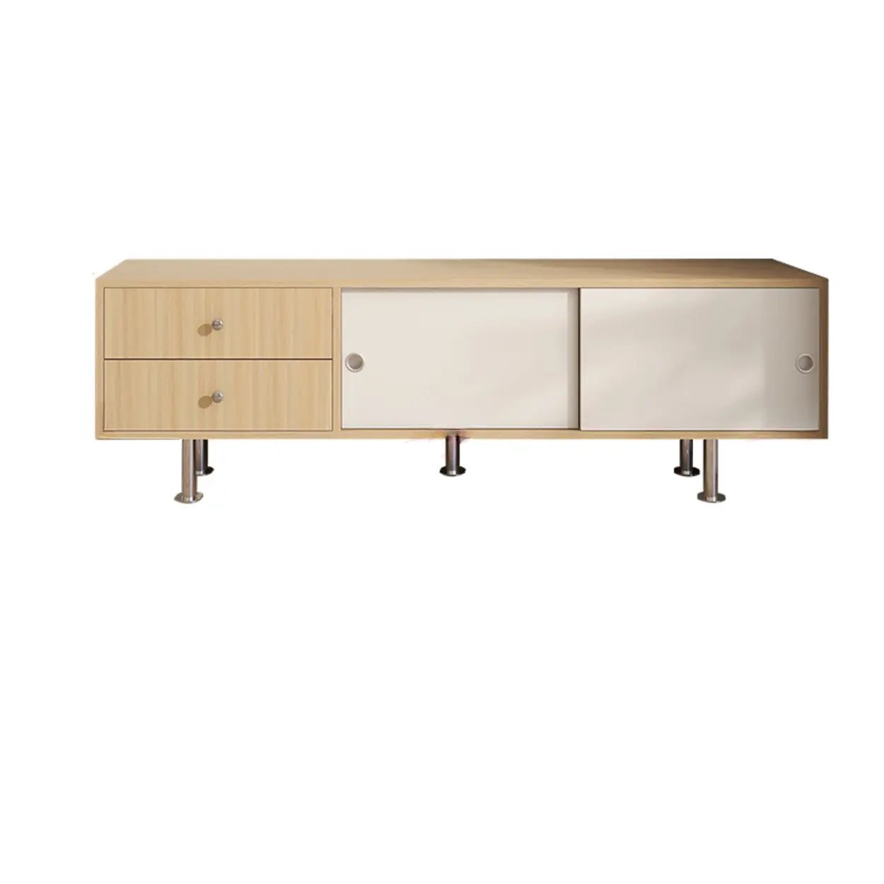 Mid-Century Modern Walnut & White TV Stand with Storage