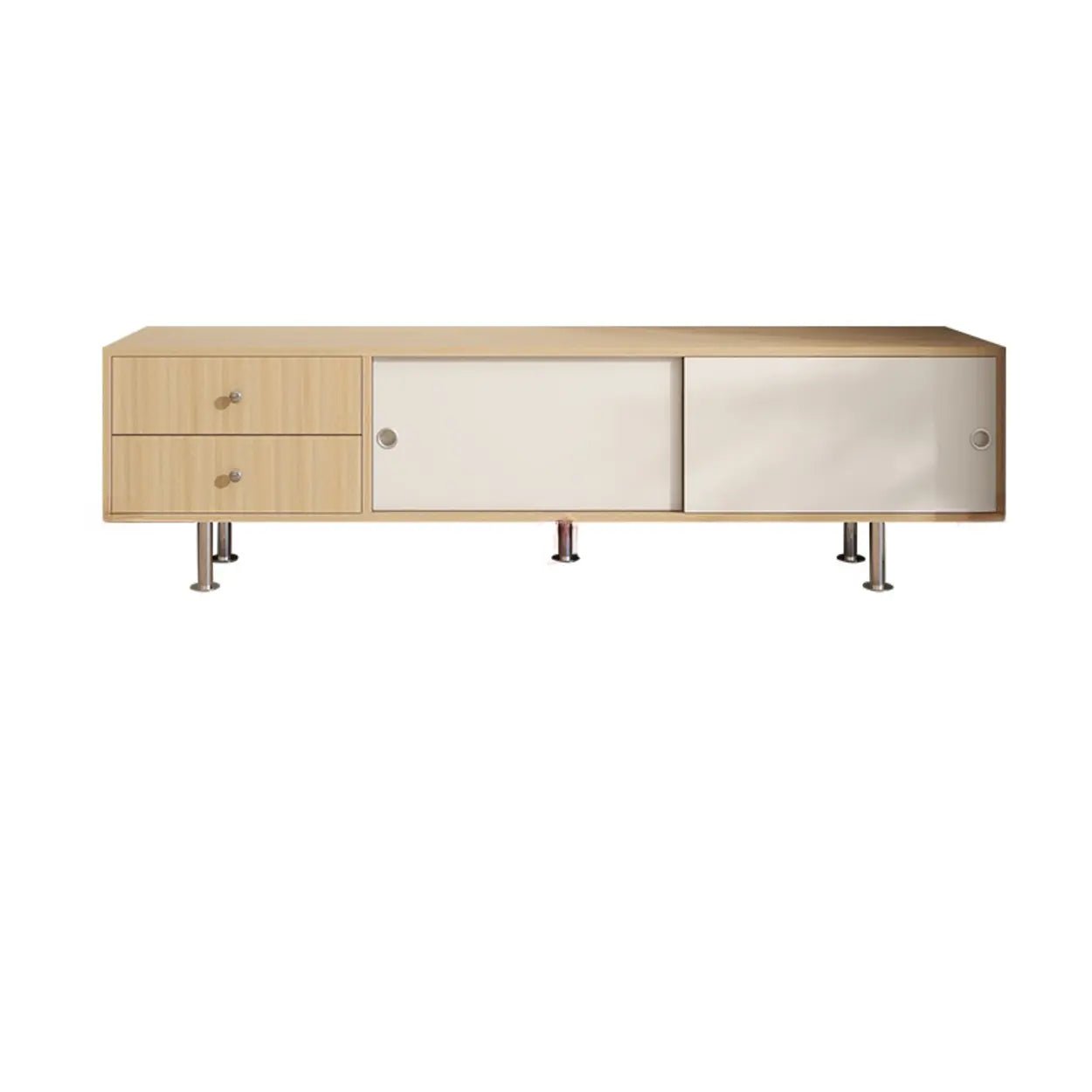 Mid-Century Modern Walnut & White TV Stand with Storage