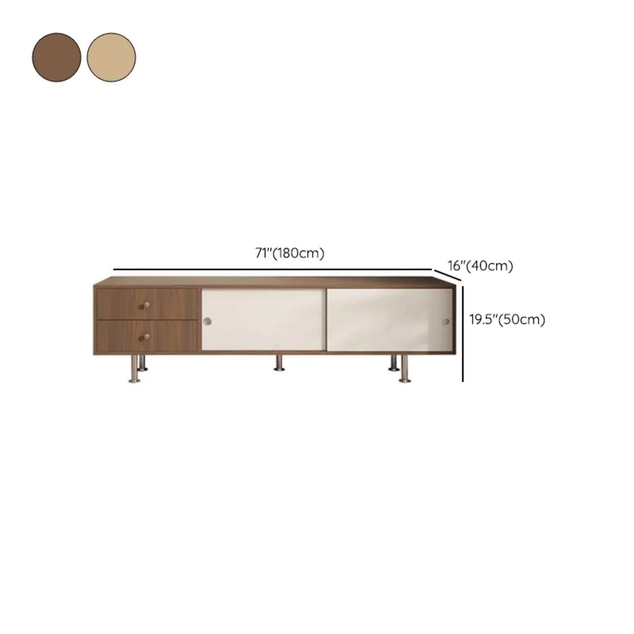 Mid-Century Modern Walnut & White TV Stand with Storage