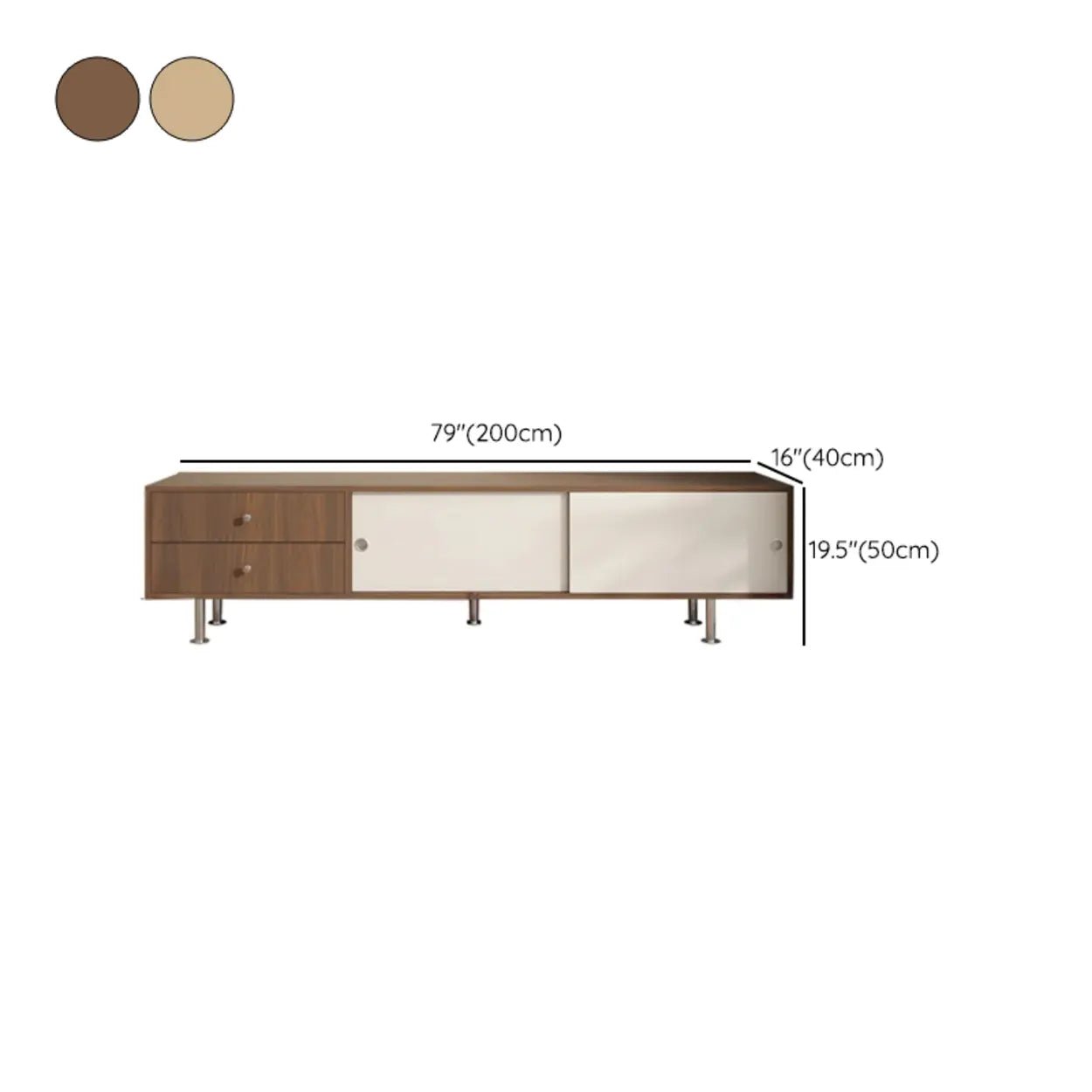 Mid-Century Modern Walnut & White TV Stand with Storage