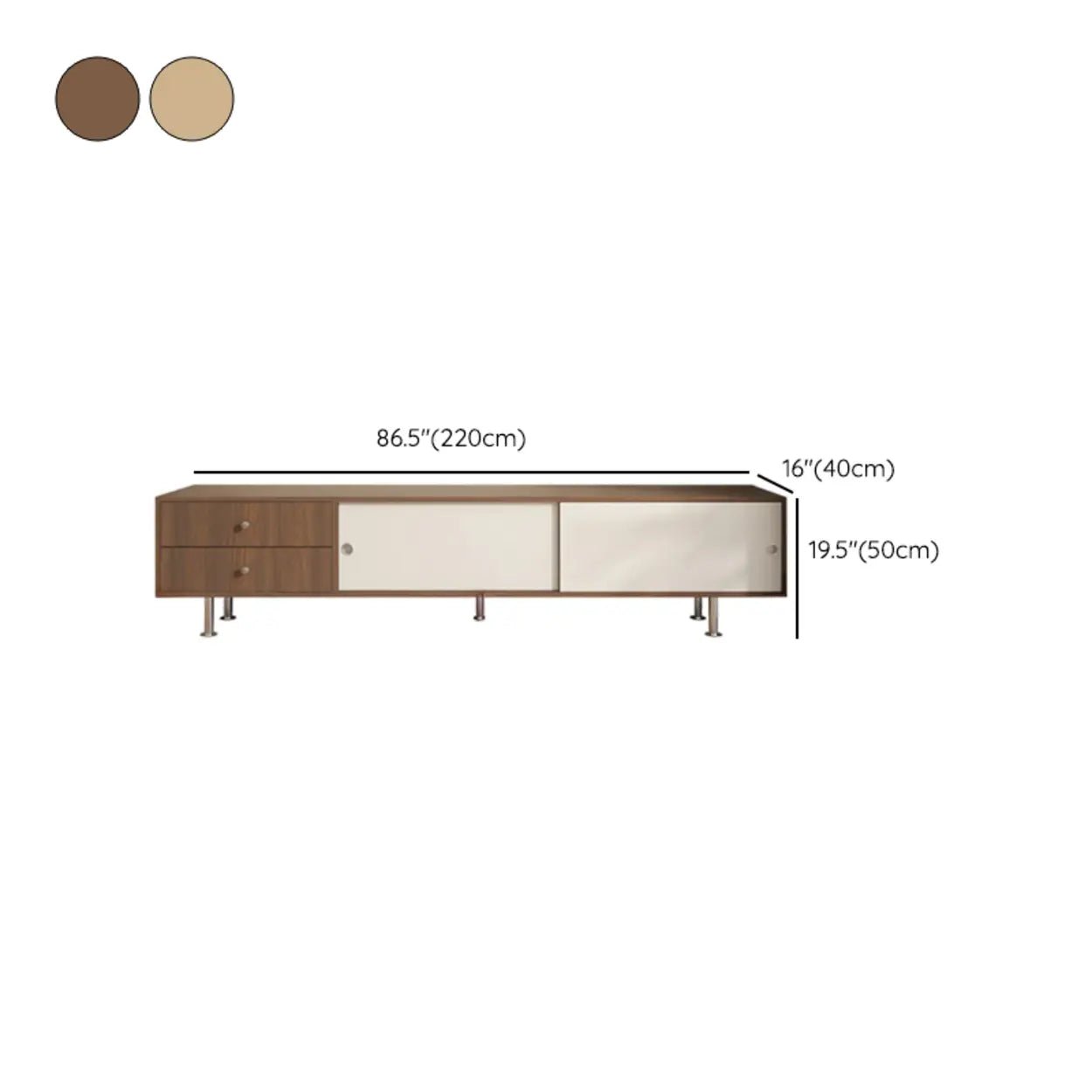 Mid-Century Modern Walnut & White TV Stand with Storage